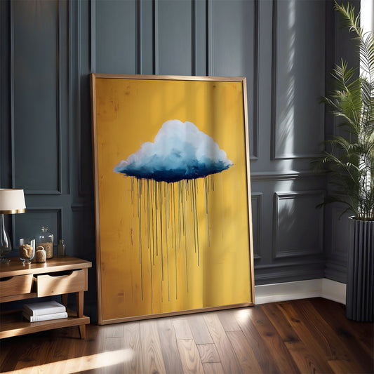 Rain Cloud Print ·Yellow Wall Art · Abstract Poster Print · Minimalist Wall Art · Maximalist Decor · Sky Wall Art · Fluffy Cloud Poster