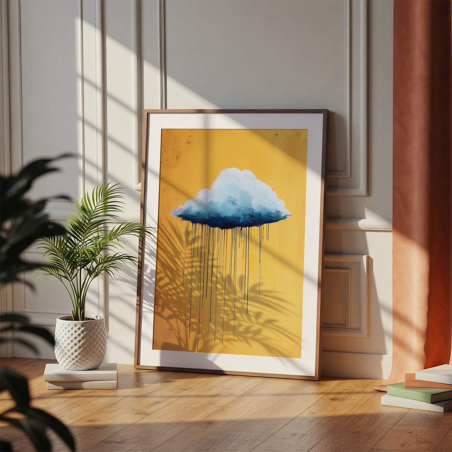 Rain Cloud Print ·Yellow Wall Art · Abstract Poster Print · Minimalist Wall Art · Maximalist Decor · Sky Wall Art · Fluffy Cloud Poster