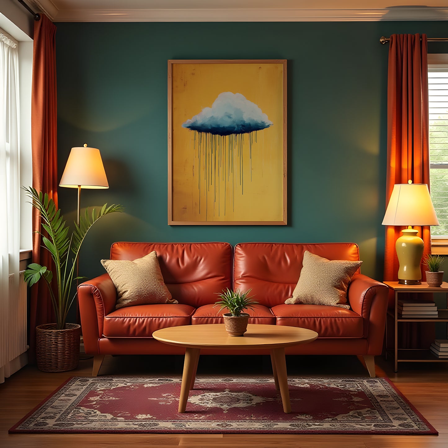 Rain Cloud Print ·Yellow Wall Art · Abstract Poster Print · Minimalist Wall Art · Maximalist Decor · Sky Wall Art · Fluffy Cloud Poster