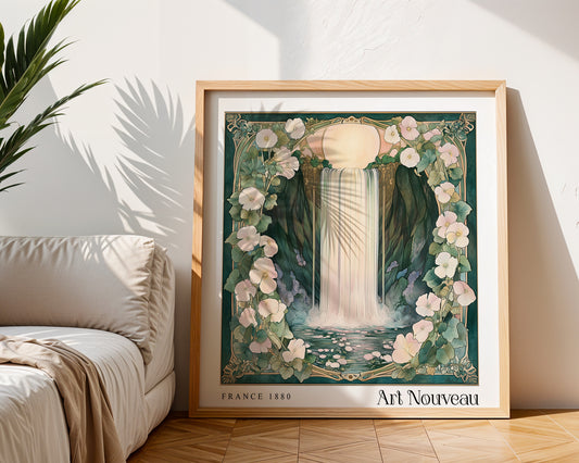 Waterfall Art Nouveau Print – Vintage French Wall Art - Classic Art Decor - Gallery Wall Poster