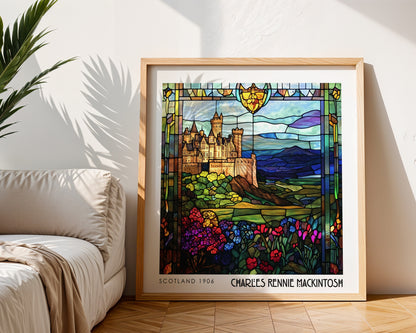 Edinburgh Charles Rennie Mackintosh Stained Glass Print – Art Nouveau Wall Art - Art Deco Decor - Inspired Poster Print