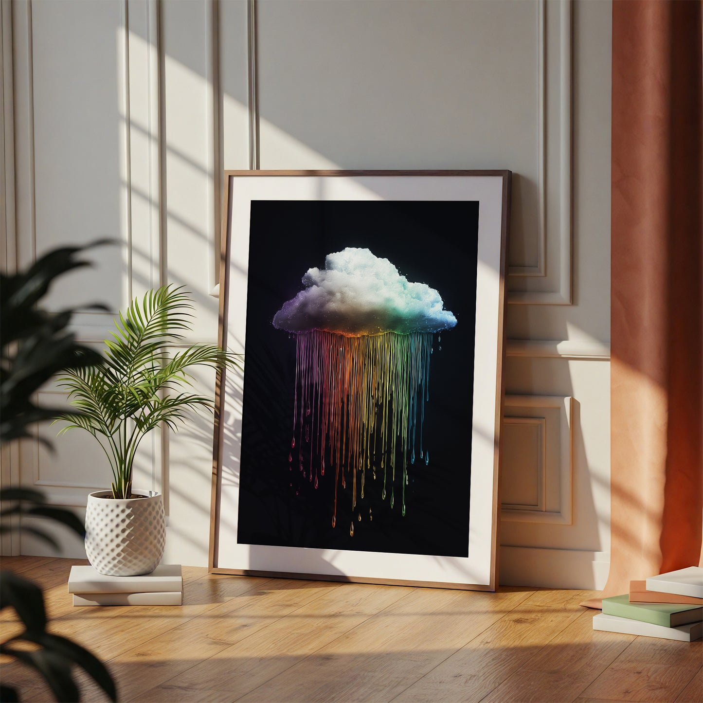 Rainbow Cloud Print · Black Wall Art · Abstract Poster Print · Minimalist Wall Art · Maximalist Decor · Sky Wall Art · Fluffy Cloud Poster (Copy)