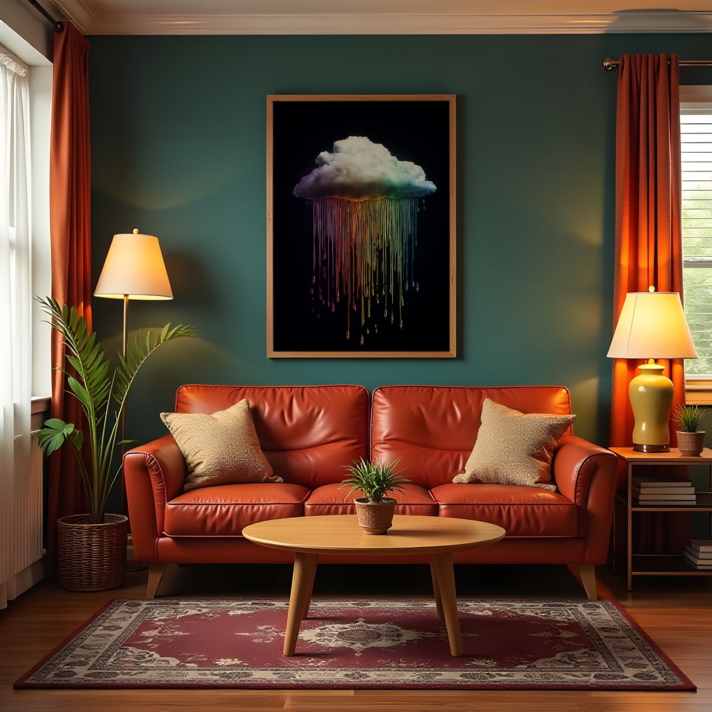 Rainbow Cloud Print · Black Wall Art · Abstract Poster Print · Minimalist Wall Art · Maximalist Decor · Sky Wall Art · Fluffy Cloud Poster (Copy)