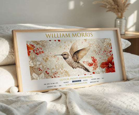William Morris Hummingbird Panoramic Print, William Morris Exhibition Print, William Morris Poster, Vintage Floral Wall Art, Textiles Art