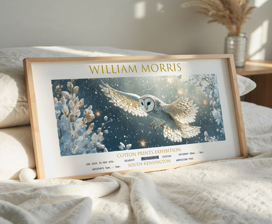 William Morris Snowy Owl Print, William Morris Exhibition Print, William Morris Poster, Vintage Wall Art, Textiles Art, Vintage Poster