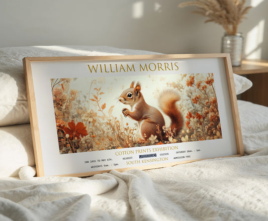 William Morris Squirrel Panoramic Print, William Morris Exhibition Print, William Morris Poster, Vintage Floral Wall Art, Textiles Art