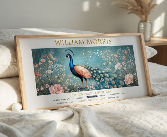 William Morris Peacock Panoramic Print, William Morris Exhibition Print, William Morris Poster, Vintage Botanical Wall Art, Textiles Art