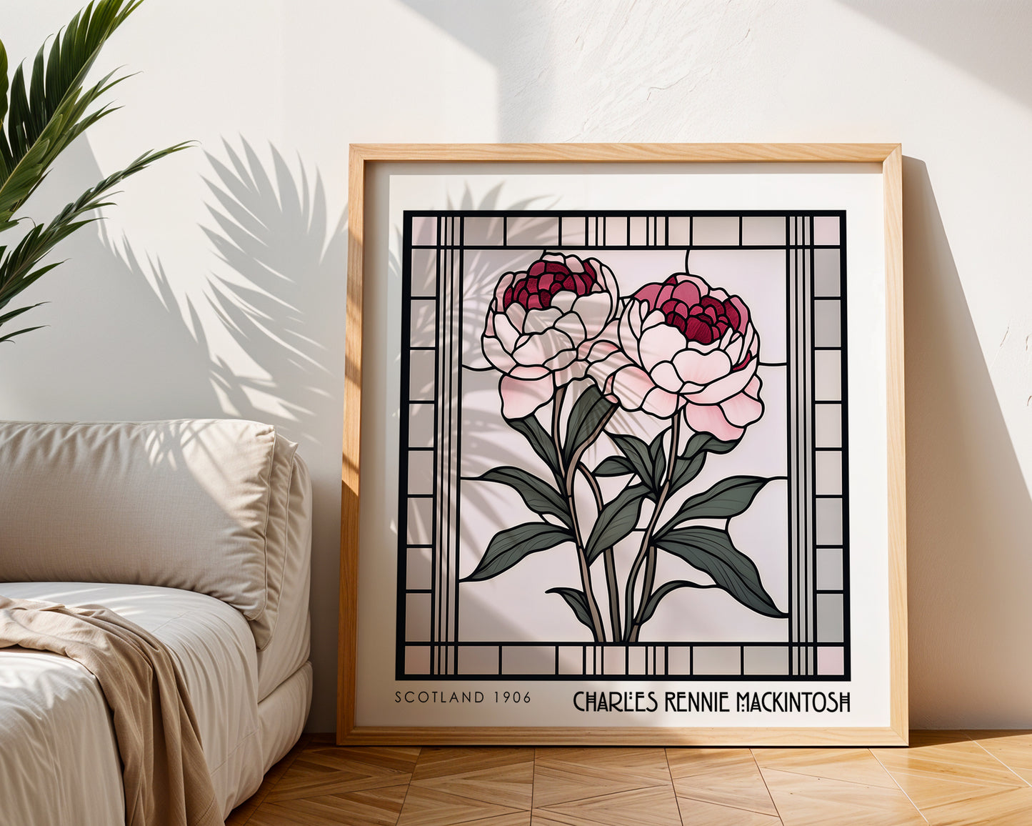 Floral Charles Rennie Mackintosh Stained Glass Print – Art Nouveau Wall Art - Art Deco Decor - Inspired Poster Print