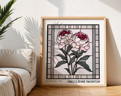 Floral Charles Rennie Mackintosh Stained Glass Print – Art Nouveau Wall Art - Art Deco Decor - Inspired Poster Print