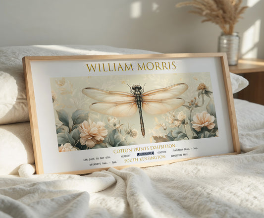 William Morris Panoramic Print, William Morris Exhibition Print, William Morris Poster, Vintage Wall Art, Textiles Art, Vintage Dragonfly