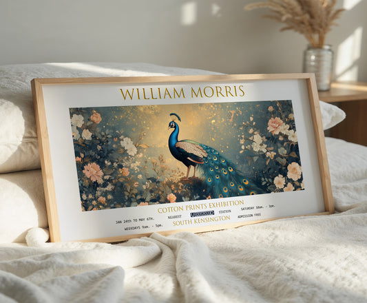William Morris Panoramic Print, William Morris Exhibition Print, William Morris Poster, Vintage Wall Art, Textiles Art, Vintage Peacock
