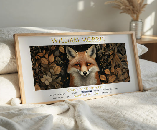 William Morris Panoramic Print, William Morris Exhibition Print, William Morris Poster, Vintage Wall Art, Textiles Art, Fox Art Print