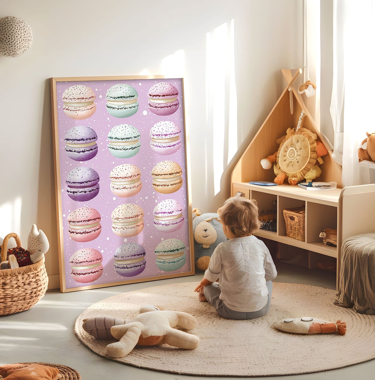 Pastel Macaron Wall Art - Cute Dessert Kitchen Print - French Patisserie Poster - Bakery Decor - Sweet Treats Poster - Kids Bedroom Decor