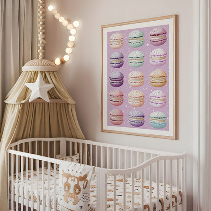 Pastel Macaron Wall Art - Cute Dessert Kitchen Print - French Patisserie Poster - Bakery Decor - Sweet Treats Poster - Kids Bedroom Decor