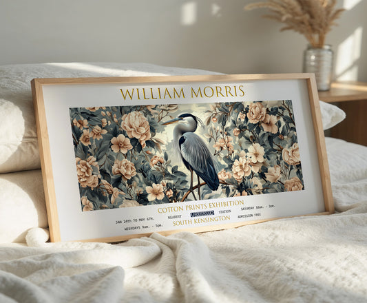 William Morris Heron Panoramic Print, William Morris Exhibition Print, William Morris Poster, Vintage Wall Art, Textiles Art, Vintage Poster