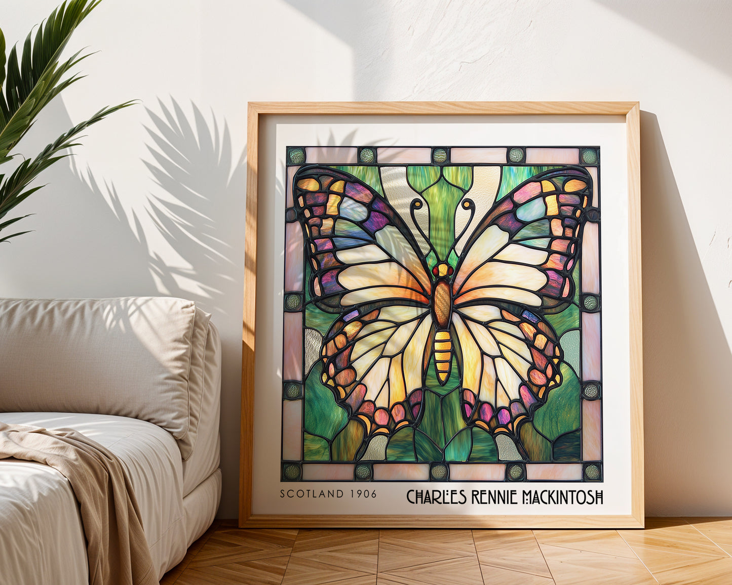 Butterfly Stained Glass Print - Rennie Mackintosh Wall Art - Art Nouveau Decor - Animal Poster (Copy)
