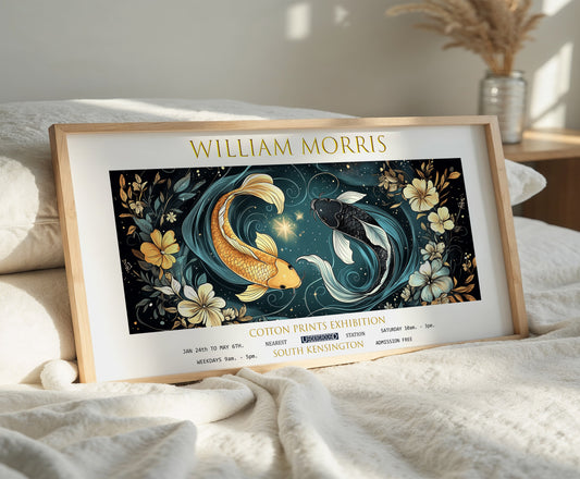 William Morris Koi Fish Panoramic Print, William Morris Exhibition Print, William Morris Poster, Vintage Floral Wall Art, Textiles Art