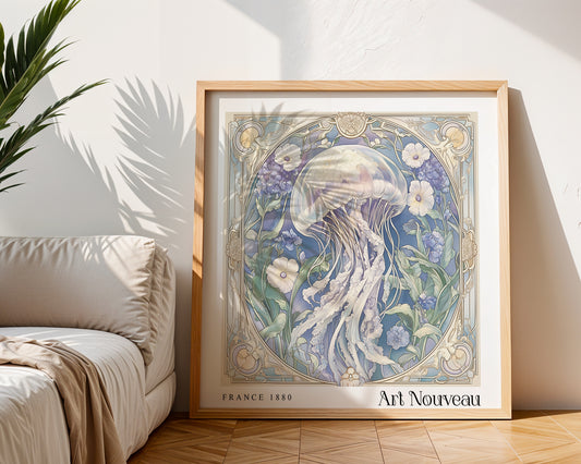 Art Nouveau Jellyfish Print – Vintage French Wall Art - Classic Art Decor - Gallery Wall Poster  - Aquatic Print