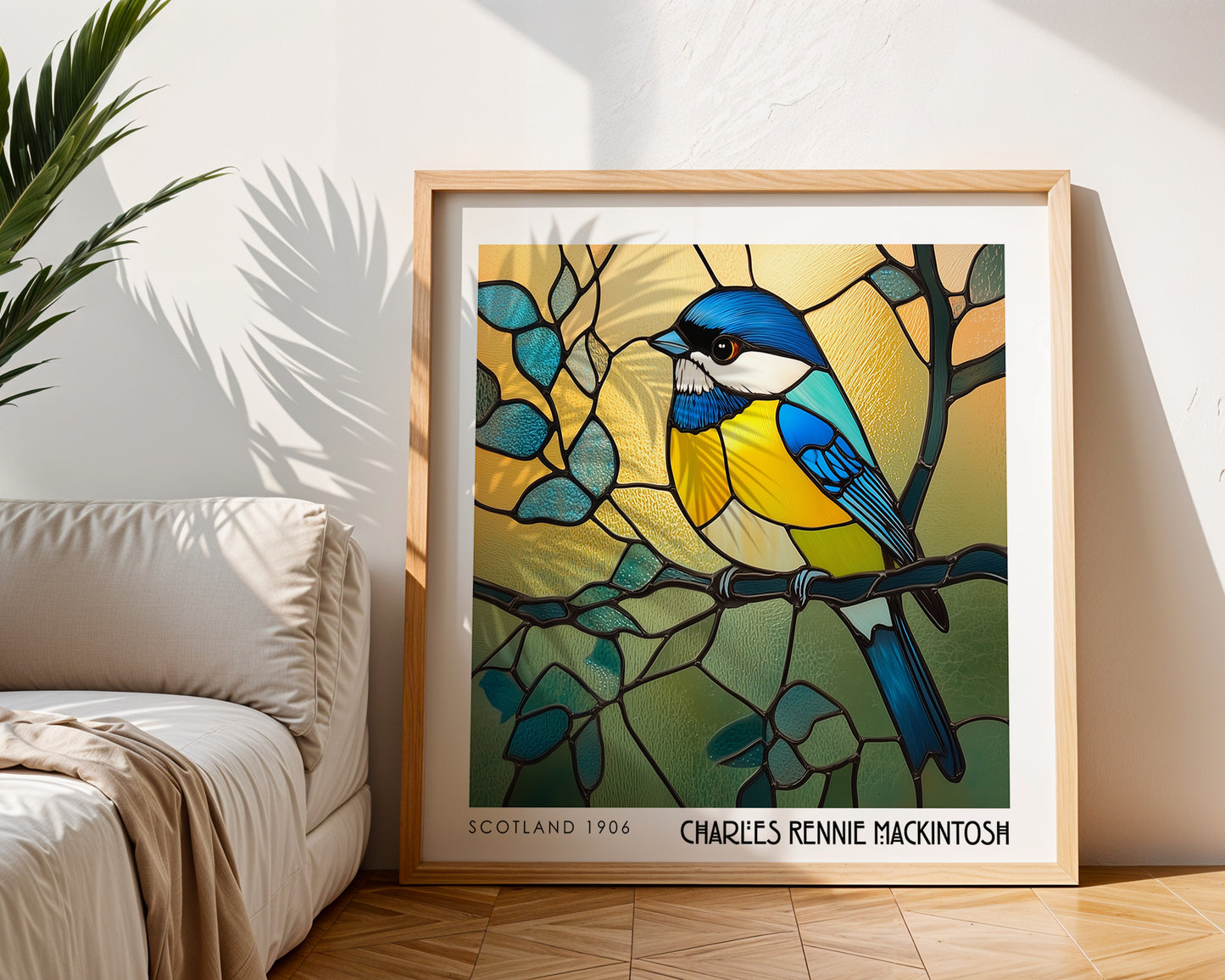 Bird Stained Glass Print - Rennie Mackintosh Wall Art - Art Nouveau Decor - Animal Poster