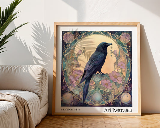 Art Nouveau Raven Print – Vintage French Wall Art - Classic Art Decor - Gallery Wall Poster  - Bird Print