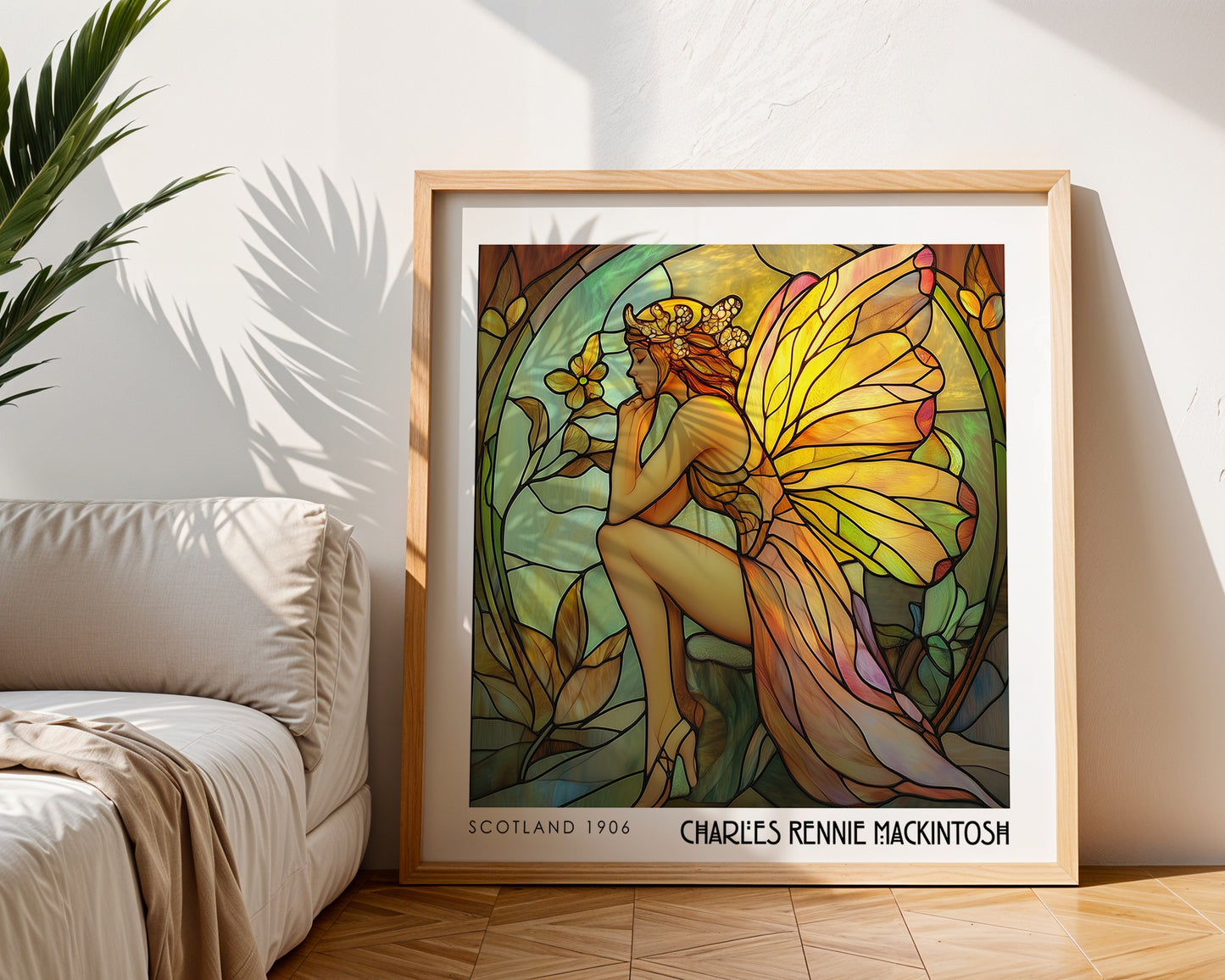 Fairy Charles Rennie Mackintosh Stained Glass Print – Art Nouveau Wall Art - Fantasy Art Deco Decor - Inspired Poster