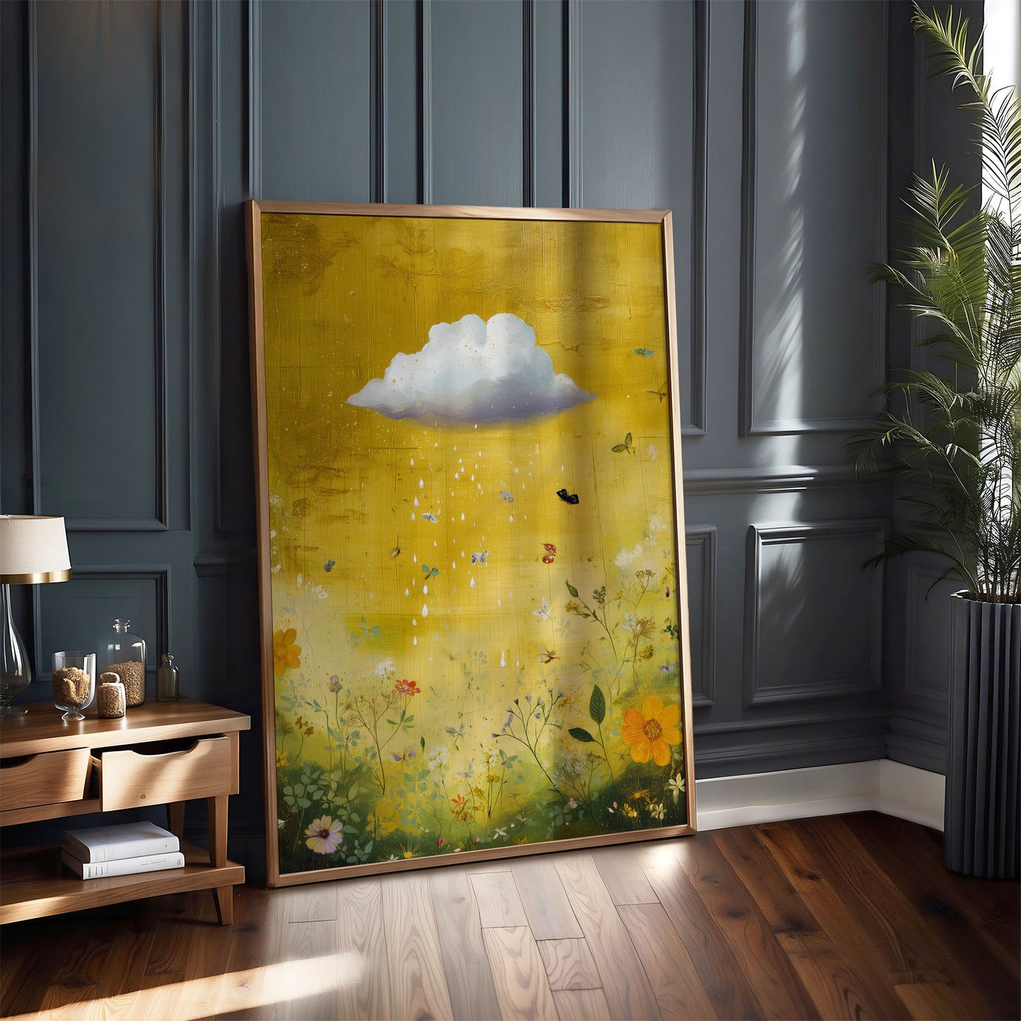 Yellow Cloud Print · Floral Cloud Wall Art · Abstract Poster Print · Minimalist Wall Art · Maximalist Decor · Sky Wall Art · Butterfly Cloud Poster