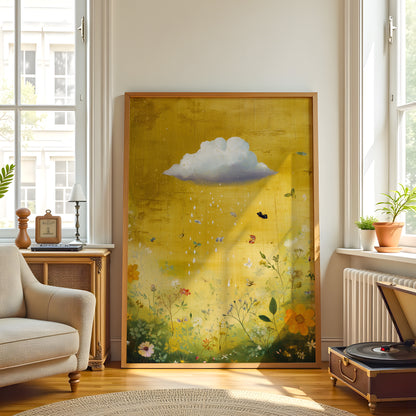 Yellow Cloud Print · Floral Cloud Wall Art · Abstract Poster Print · Minimalist Wall Art · Maximalist Decor · Sky Wall Art · Butterfly Cloud Poster