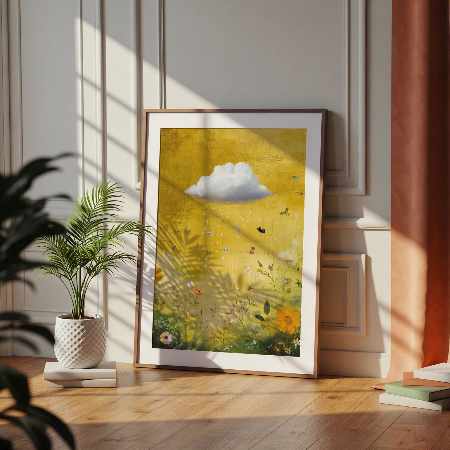Yellow Cloud Print · Floral Cloud Wall Art · Abstract Poster Print · Minimalist Wall Art · Maximalist Decor · Sky Wall Art · Butterfly Cloud Poster