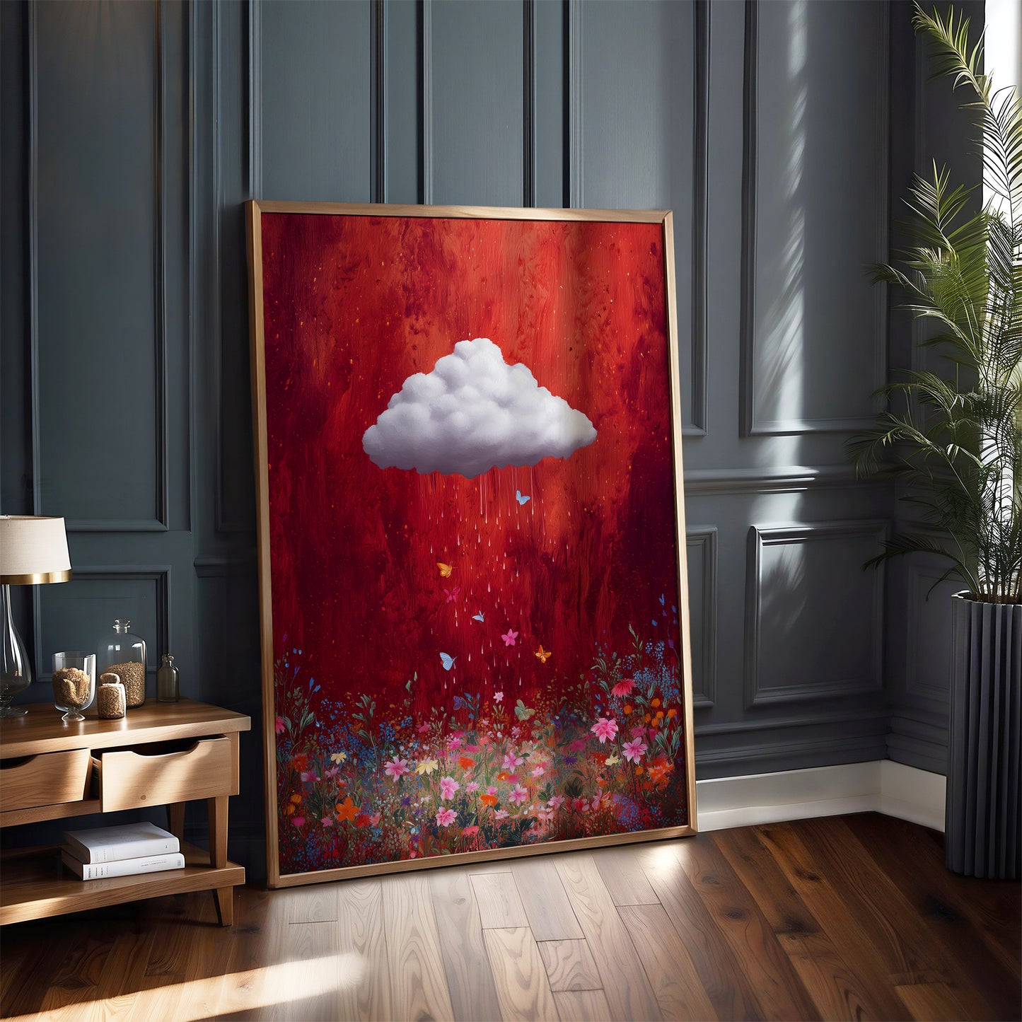 Red Cloud Print · Floral Cloud Wall Art · Abstract Poster Print · Minimalist Wall Art · Maximalist Decor · Sky Wall Art · Butterfly Cloud Poster