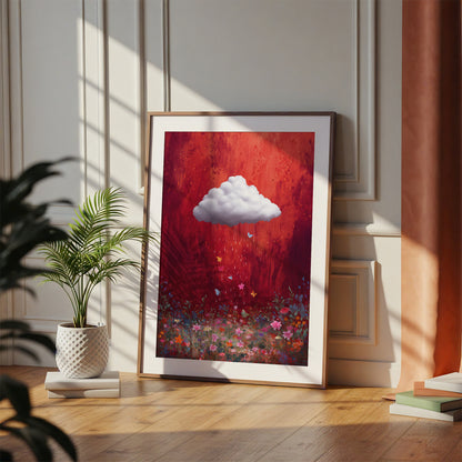 Red Cloud Print · Floral Cloud Wall Art · Abstract Poster Print · Minimalist Wall Art · Maximalist Decor · Sky Wall Art · Butterfly Cloud Poster