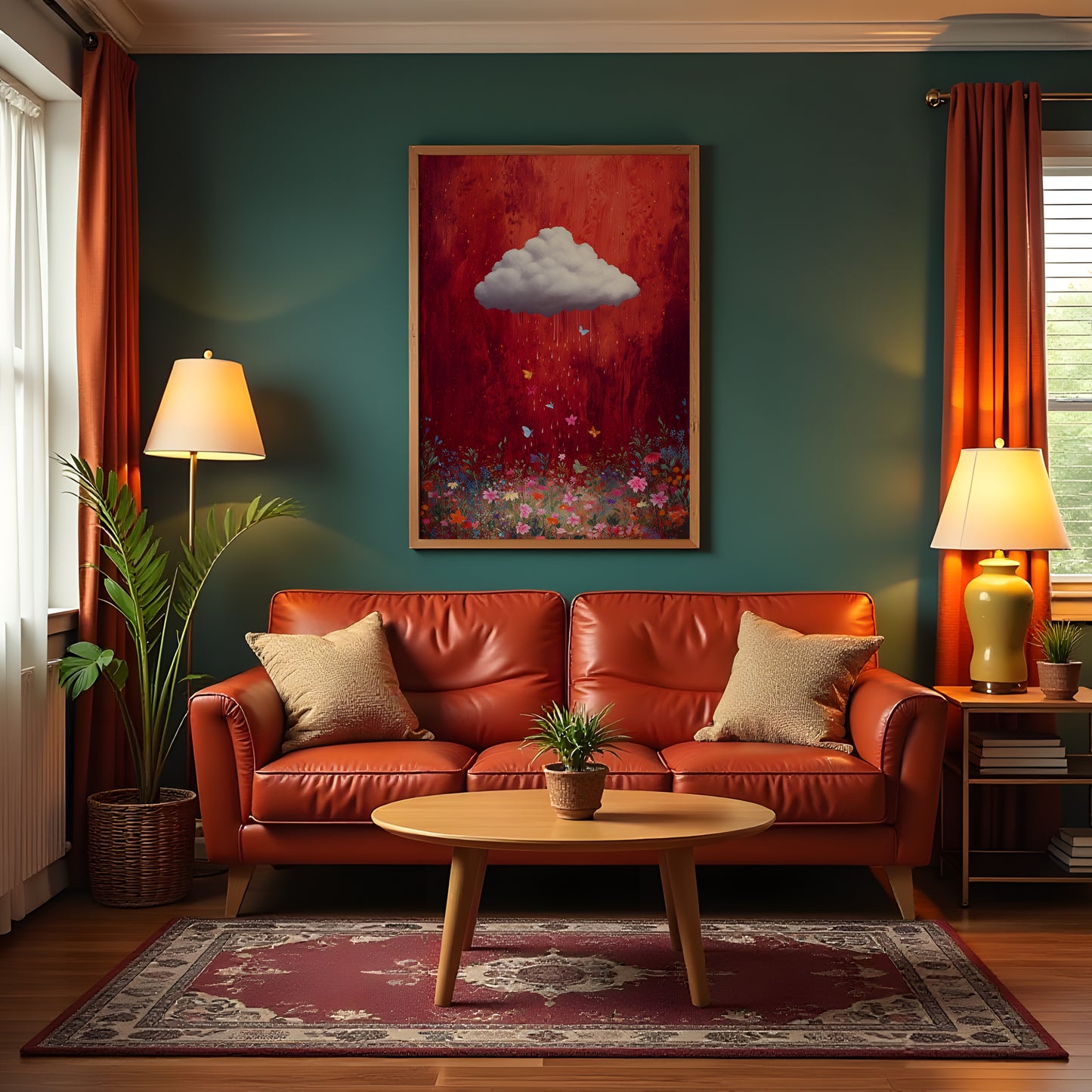Red Cloud Print · Floral Cloud Wall Art · Abstract Poster Print · Minimalist Wall Art · Maximalist Decor · Sky Wall Art · Butterfly Cloud Poster