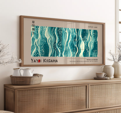 Yayoi Kusama Panoramic Print - Oceanic Dreamscape Polka Dots, Japanese Wall Art, Modern Abstract Wall Decor, Exhibition