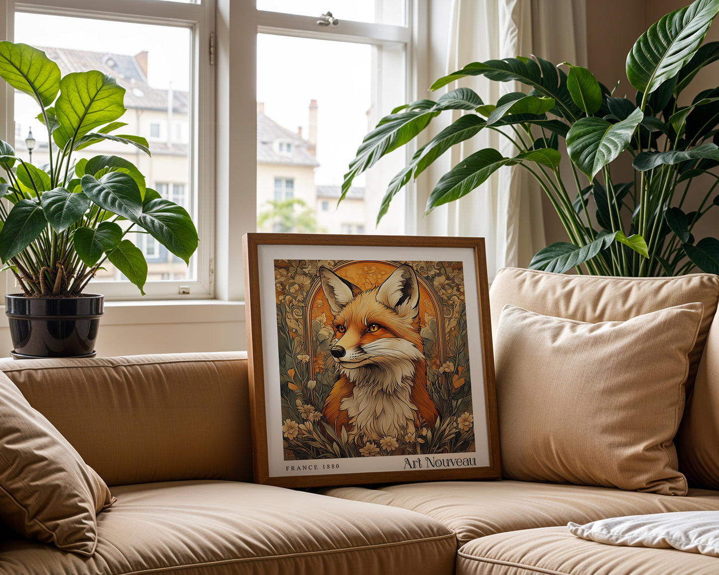 Fox Art Nouveau Print – Vintage French Wall Art - Classic Art Decor - Gallery Wall Poster - Woodland Floral Print