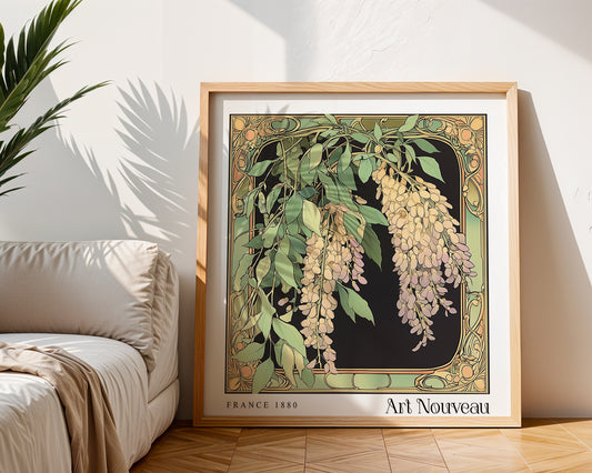 Wisteria Art Nouveau Print – Vintage French Wall Art - Classic Art Decor - Gallery Wall Poster - Floral Print