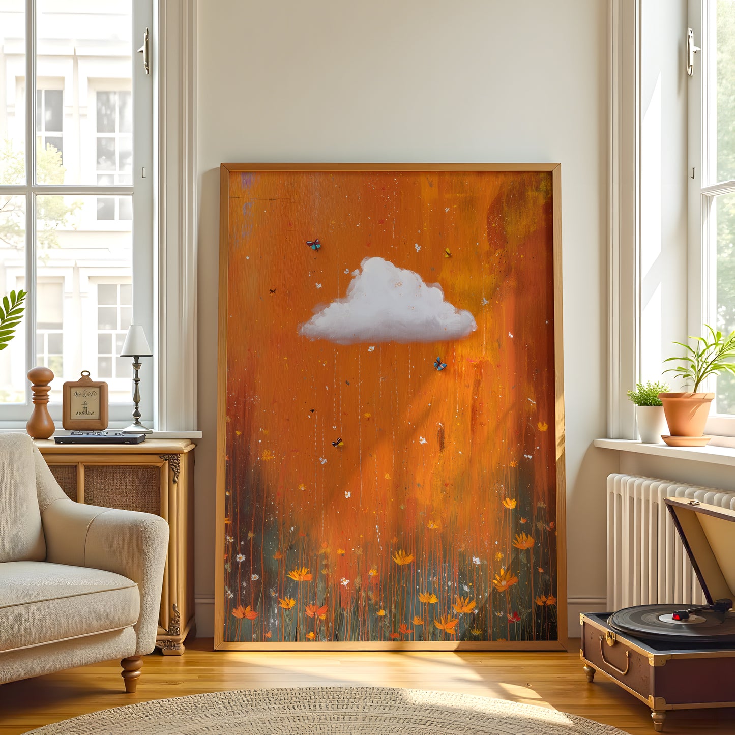 Butterfly Cloud Print · Floral Cloud Wall Art · Abstract Poster Print · Minimalist Wall Art · Maximalist Decor · Sky Wall Art · Orange Cloud Poster