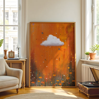 Butterfly Cloud Print · Floral Cloud Wall Art · Abstract Poster Print · Minimalist Wall Art · Maximalist Decor · Sky Wall Art · Orange Cloud Poster