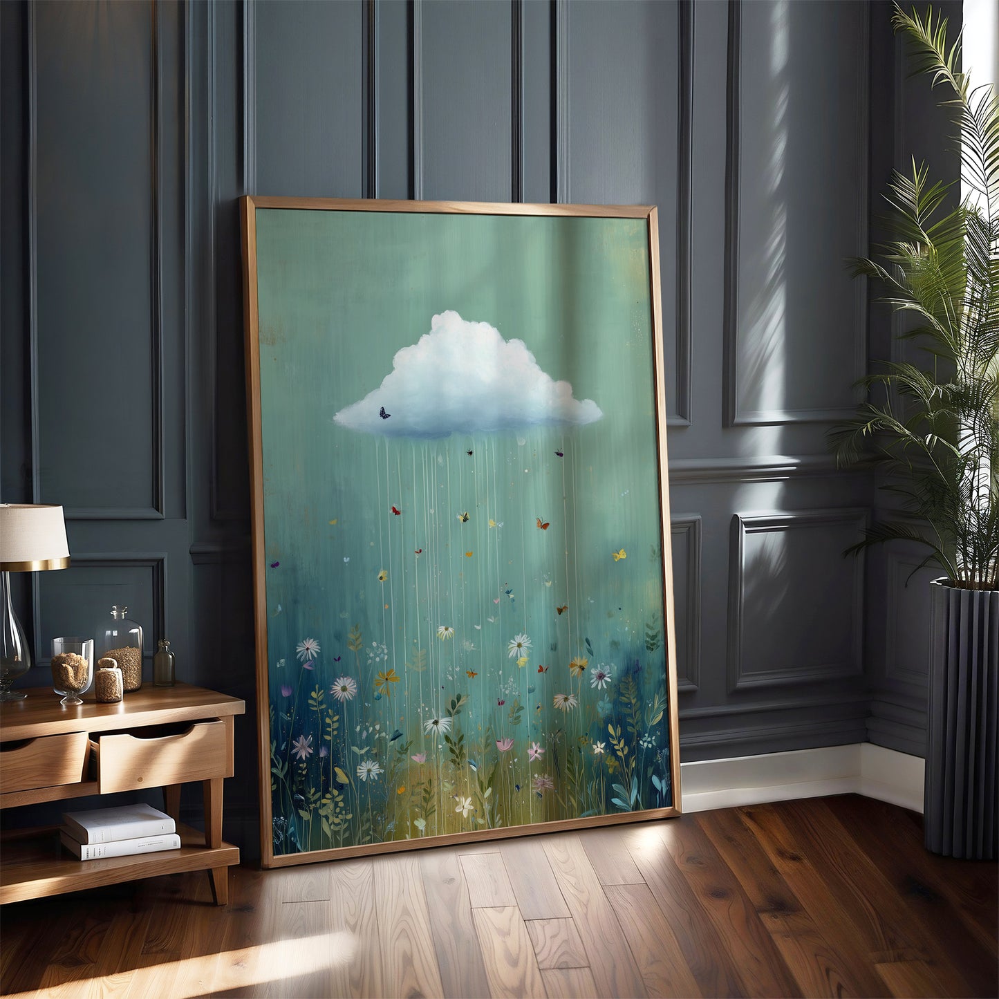 Aqua Cloud Print · Floral Cloud Wall Art · Abstract Poster Print · Minimalist Wall Art · Maximalist Decor · Sky Wall Art · Butterfly Cloud Poster