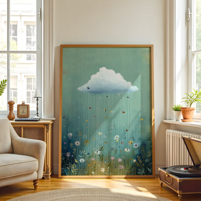 Aqua Cloud Print · Floral Cloud Wall Art · Abstract Poster Print · Minimalist Wall Art · Maximalist Decor · Sky Wall Art · Butterfly Cloud Poster