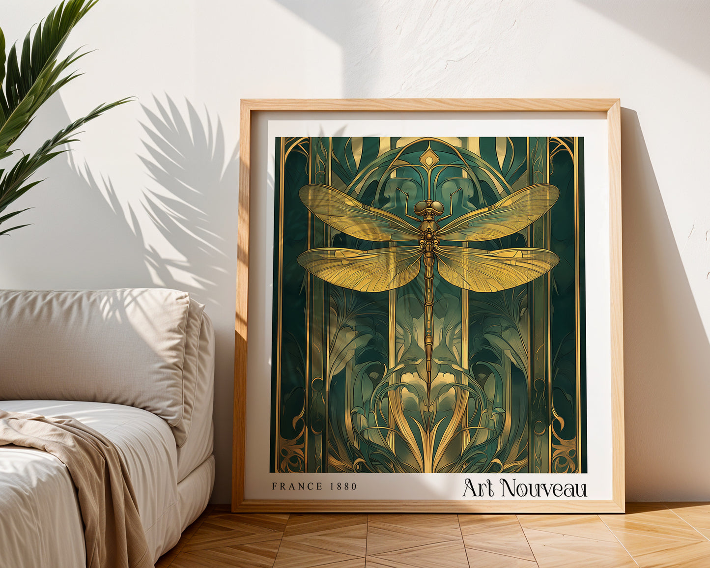 Dragonfly Art Nouveau Print – Vintage French Wall Art - Classic Art Decor - Gallery Wall Poster - Insect Floral Print