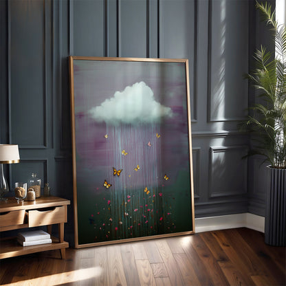 Ombre Cloud Print · Floral Cloud Wall Art · Abstract Poster Print · Minimalist Wall Art · Maximalist Decor · Sky Wall Art · Butterfly Cloud Poster