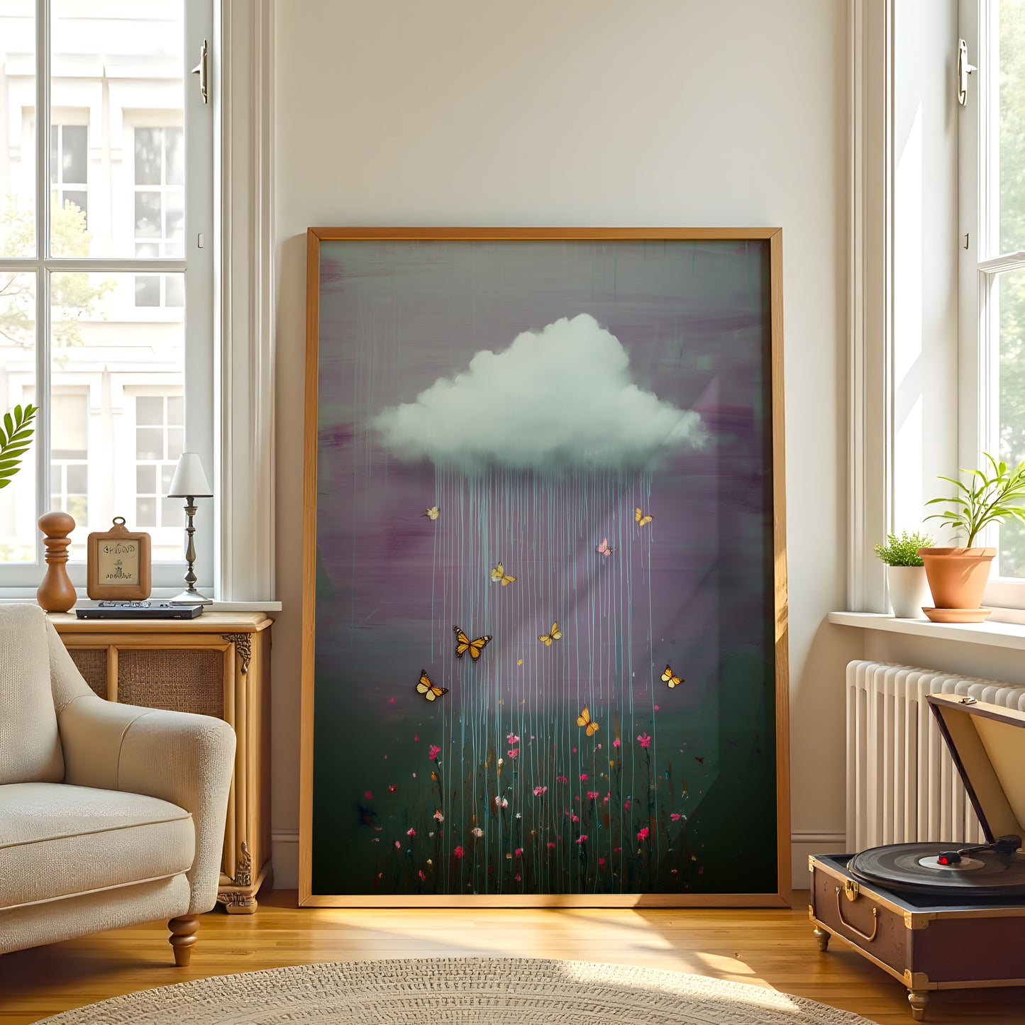 Ombre Cloud Print · Floral Cloud Wall Art · Abstract Poster Print · Minimalist Wall Art · Maximalist Decor · Sky Wall Art · Butterfly Cloud Poster