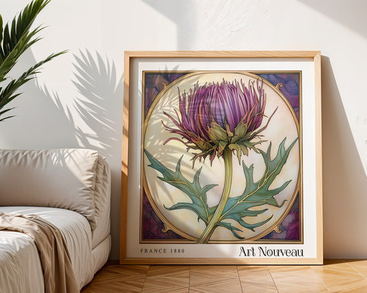 Thistle Art Nouveau Print – Vintage French Wall Art - Classic Art Decor - Gallery Wall Poster - Floral Print