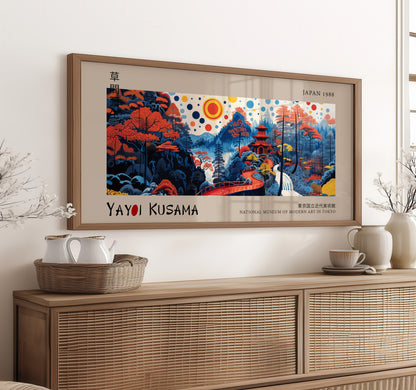 Yayoi Kusama Japanese Art Print, Panoramic Landscape Wall Decor, Abstract Poster, Modern Artwork, Colourful Wall Décor