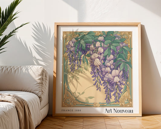 Wisteria Art Nouveau Print – Vintage French Wall Art - Classic Art Decor - Gallery Wall Poster - Floral Print