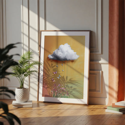 Yellow Cloud Print · Floral Cloud Wall Art · Abstract Poster Print · Minimalist Wall Art · Maximalist Decor · Sky Wall Art · Butterfly Cloud Poster