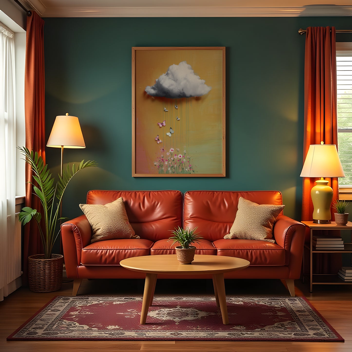 Yellow Cloud Print · Floral Cloud Wall Art · Abstract Poster Print · Minimalist Wall Art · Maximalist Decor · Sky Wall Art · Butterfly Cloud Poster