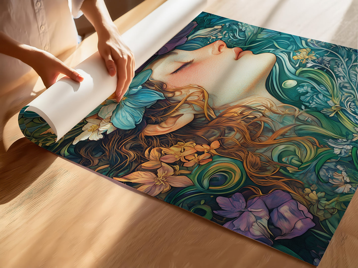 Floral Woman Art Print – Botanical Wall Art – Whimsical Poster – Nature-Inspired Home Decor – Art Deco – Art Nouveau Style