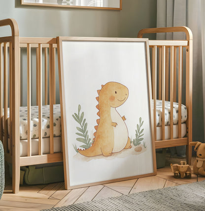 Cute Dinosaur Nursery Print - Dinosaur Wall Art - Dino Illustration - Gender Neutral Kids Room Decor - Watercolor Dinosaur Poster