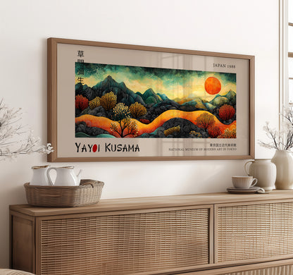 Japanese Sunset Print, Panoramic Mountain Landscape Art, Colourful Modern Wall Décor For Bedroom, Home & Living Exhibition Wall Art