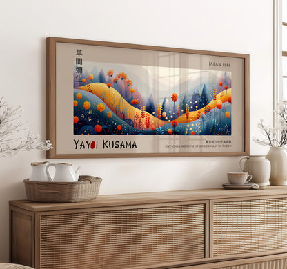 Japanese Meadow Print, Floral Panoramic Print, Colourful Abstract Wall Décor For Bedroom, Home & Living Exhibition Poster